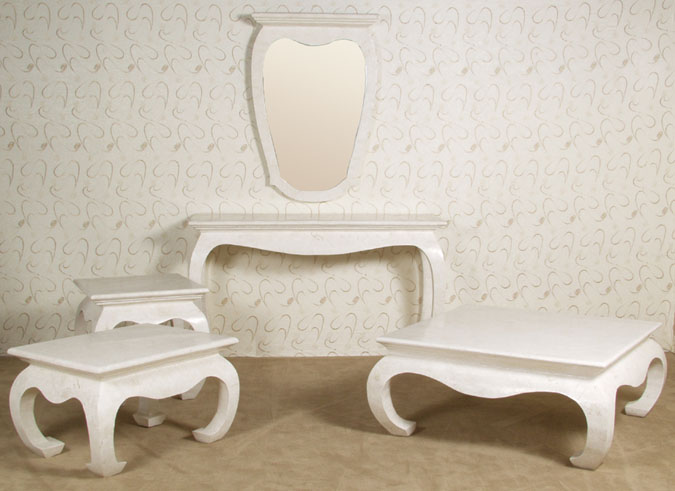 71-1624 - Chow Mirror Frame, White Ivory Stone