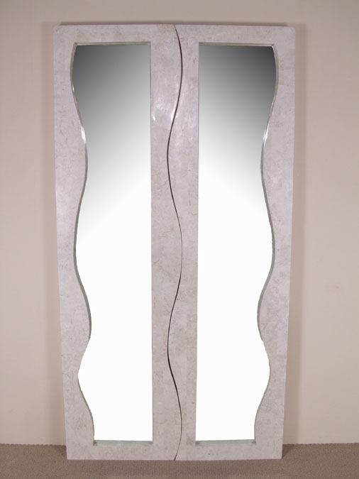 71-2180 - Hampton Twin Mirror Frame, White Ivory Stone
