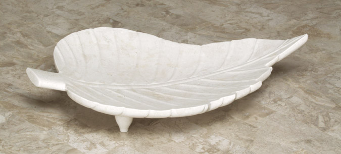 71-4200 - Decorative Leaf Plate, White Ivory Stone
