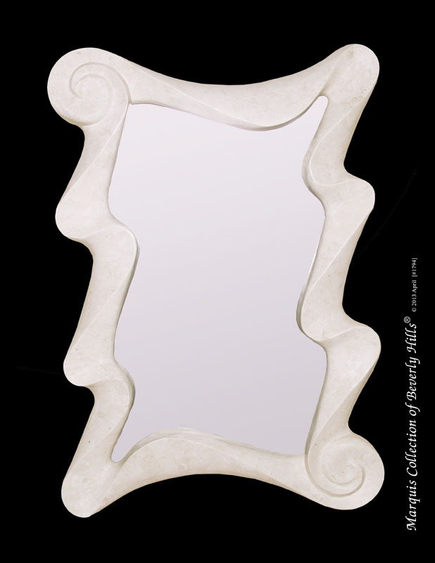 71-5601 - Wave Mirror Frame, White Ivory Stone