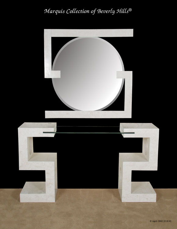 71-8009 - S-Shaped Mirror Frame, White Ivory Stone