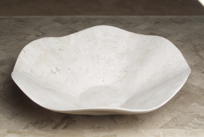 71-9102 - Wavy Bowl, Large, White Ivory Stone