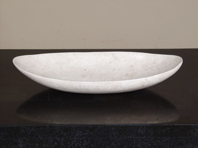 71-9104 - Oval Shaped Bowl, Sm, White Ivory Stone