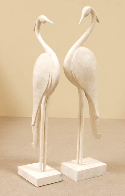 711-9509A - Egret Sculpture Floor Model, Short, White Ivory Stone with Trocca Shell (Sold in Set of 2) - 2 of 2