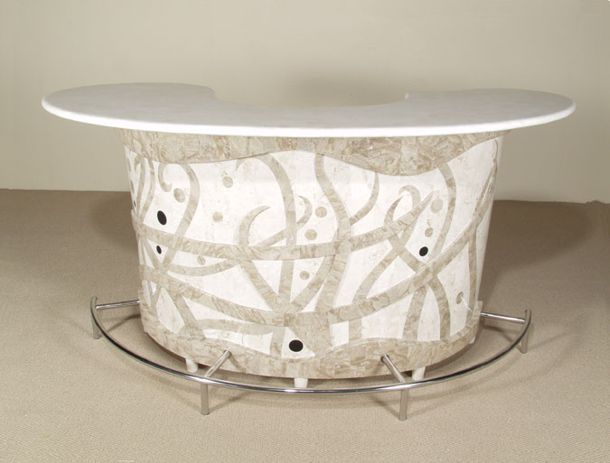76-4800 - Under the Sea Bar Counter with Footrest, Cantor Stone with Black Stone and White Ivory Stone