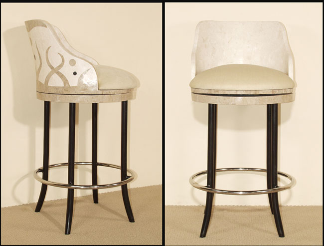 76-4807 - Under the Sea Barstool, Large, Cantor Stone with Black Stone and White Ivory Stone