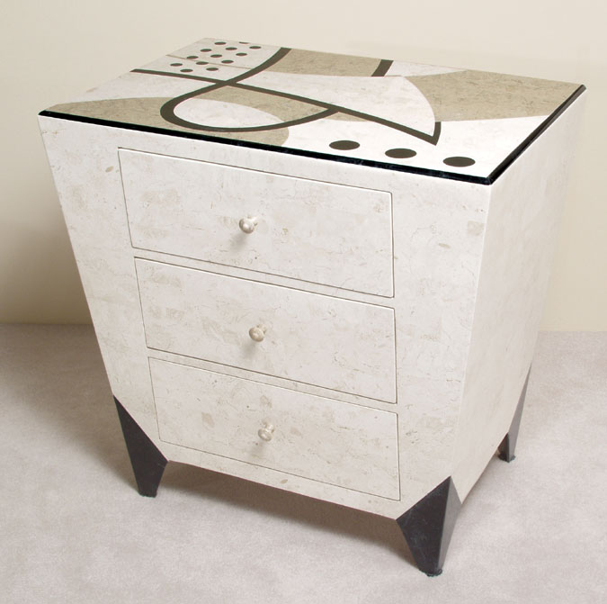 76-6306 - Et cetera Chest with 3-Drawers, Straight Edge, Cantor Stone with Black Stone and White Ivory Stone