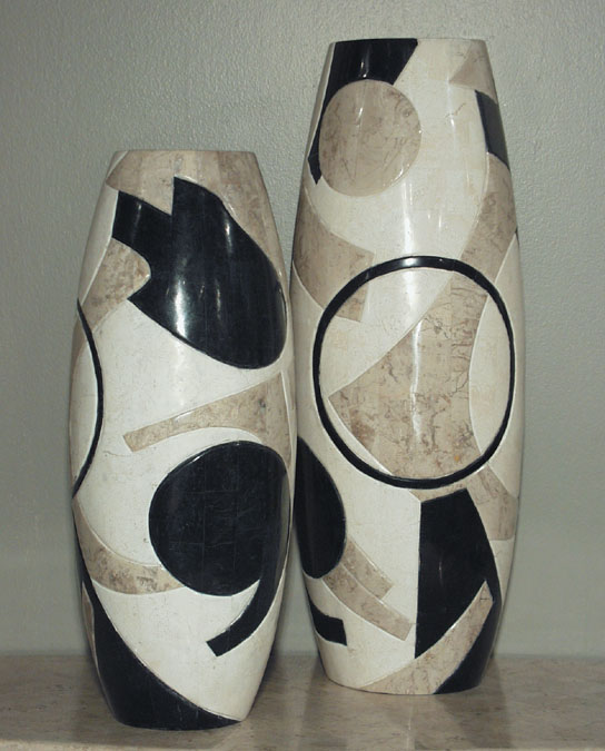 76-6308 - 25 In. Medium Et cetera Vase, Cantor Stone/Black Stone/White Ivory Stone (formerly #16/57/71-0368)