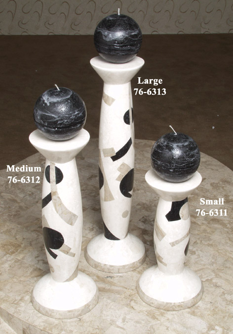 76-6312 - Et cetera Candleholder, Medium, Cantor Stone/Black Stone/White Ivory Stone