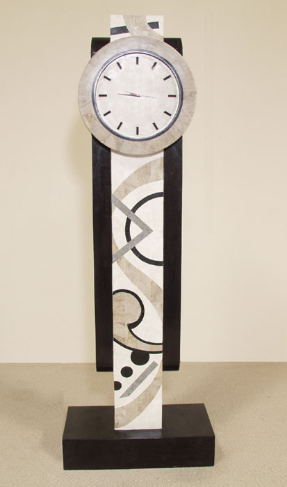 762-6321 - Et cetera Pattern  Floor Clock, Black Stone/White Ivory  Stone/Cantor Stone/Greystone