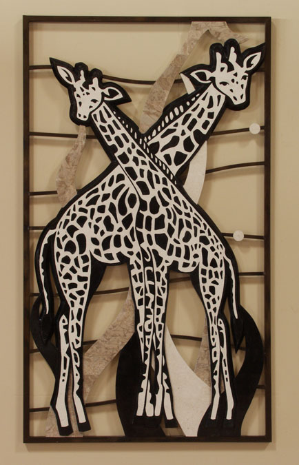 764-3222 - Giraffe Wall Art, White Agate Stone/Black stone/Cantor Stone/White Ivory Stone