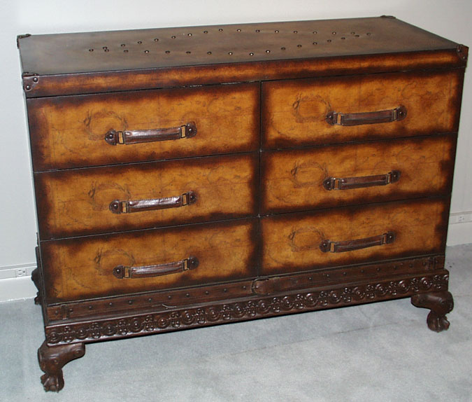 85-7606 - Old World Map 6 Drawer Dresser with Ball and Claw Leg (formerly #LL-001DR)