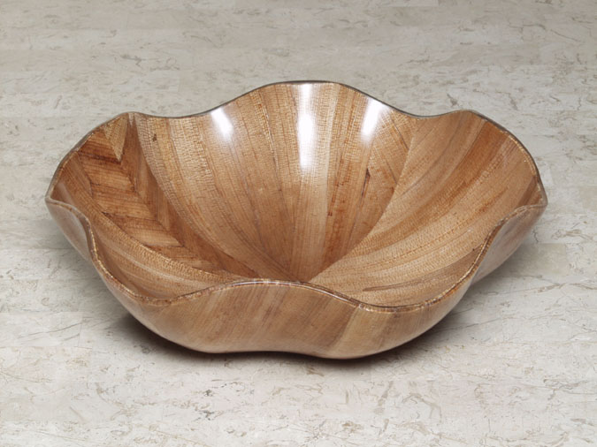 89-9103 - Wavy Bowl, Small,  Honeycomb Cane Leaf