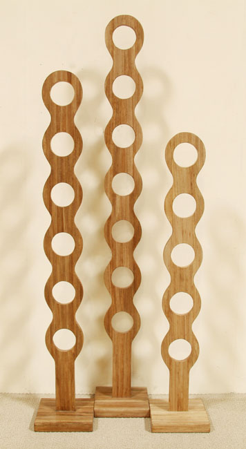 89-9576 - Hoops Floor Sculpture, Medium, Honeycomb Cane Leaf