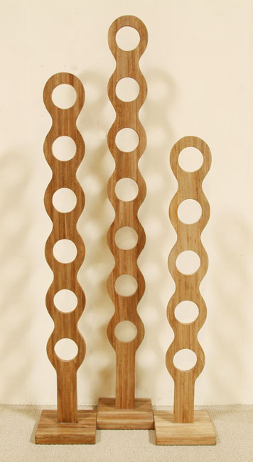 89-9577 - Hoops Floor Sculpture, Large, Honeycomb Cane Leaf