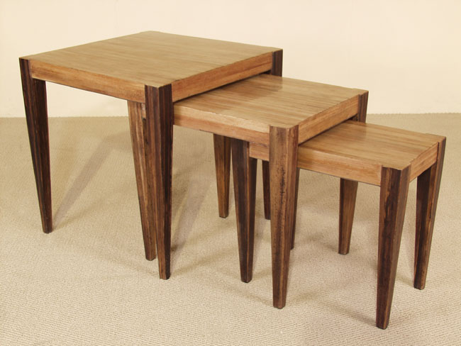 891-1445 - Toscana Nesting Tables, Honeycomb Cane Leaf with Dark Banana Bark (Sold in Set of 3)