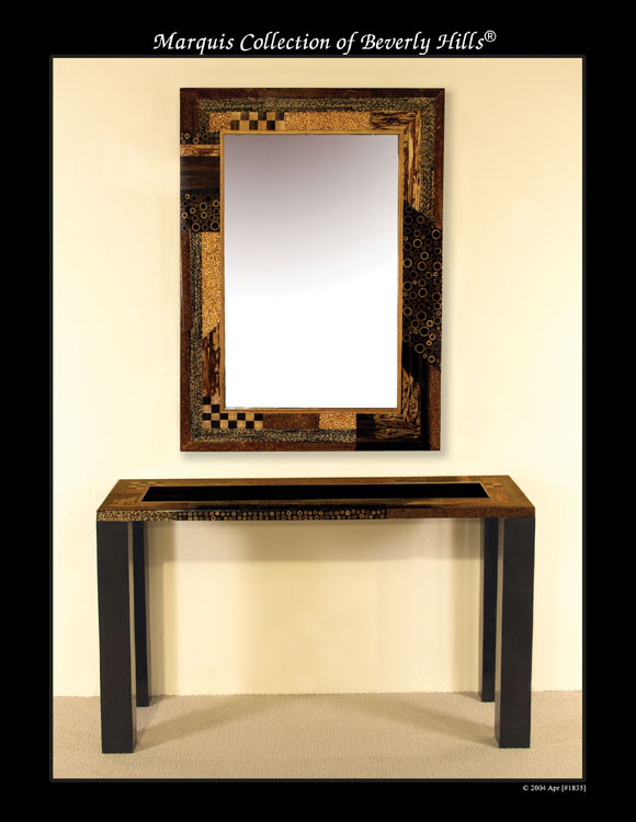 900-5701 - Collage Console Table, Natural Finishes with Black Stone
