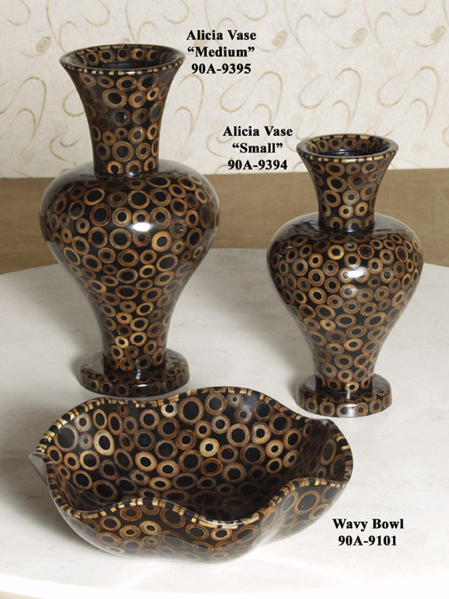 90A-9394 - Alicia Vase, Small, Bamboo Circles