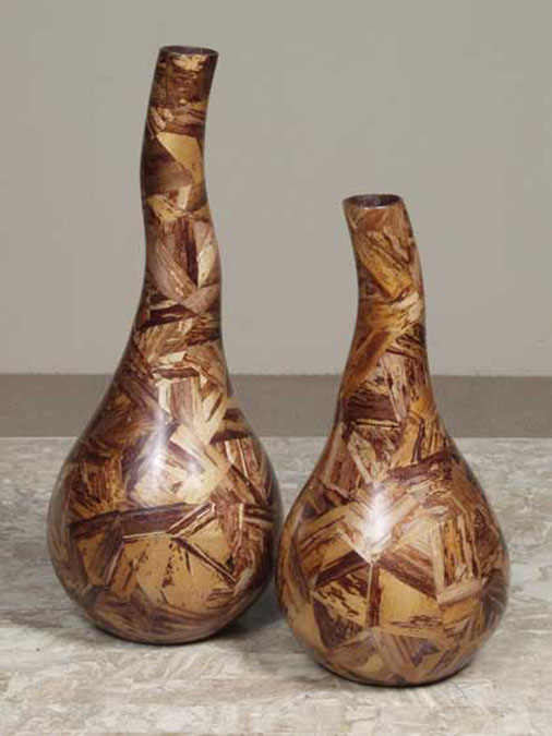 92-9408 - Capri Vase, Tall, Dark & Light Banana Bark