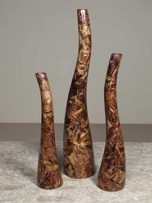 92-9406 - Mardi Gras Vase, Lg, Dark & Light Banana Bark