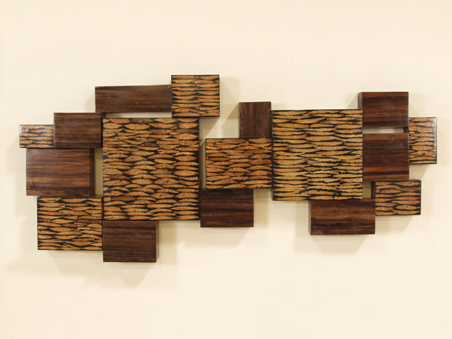 931-3460 - Block Wall Art (3-Dimensional), Coconut Husk with Dark Banana Bark Finish