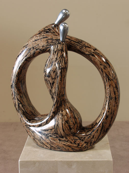 932-10016 - Endless Love Sculpture, Tall, Cotton Husk with Stainless Finish