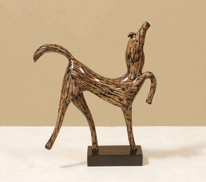 933-9535 - Prancing Horse Sculpture, Cotton Husk with Black Stone Finish