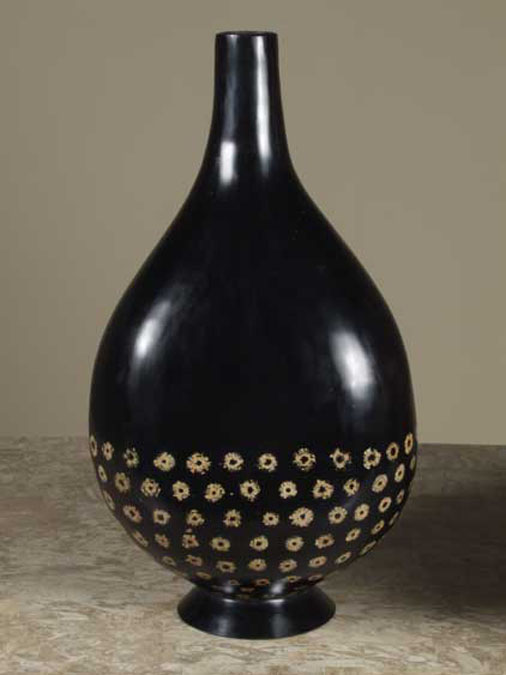 94-9419 - Mimosa 3-Sided Vase, Cob Slices with Black Finish