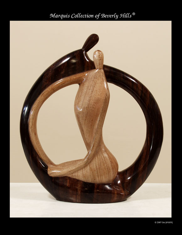 961-10016 - Endless Love Sculpture, Tall, Dark Banana Bark with Honeycomb Cane Leaf Finish