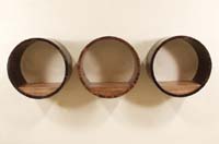 961-3462 - Wellington Round Wall Shelf, Dark Banana Bark with Honeycomb Finish