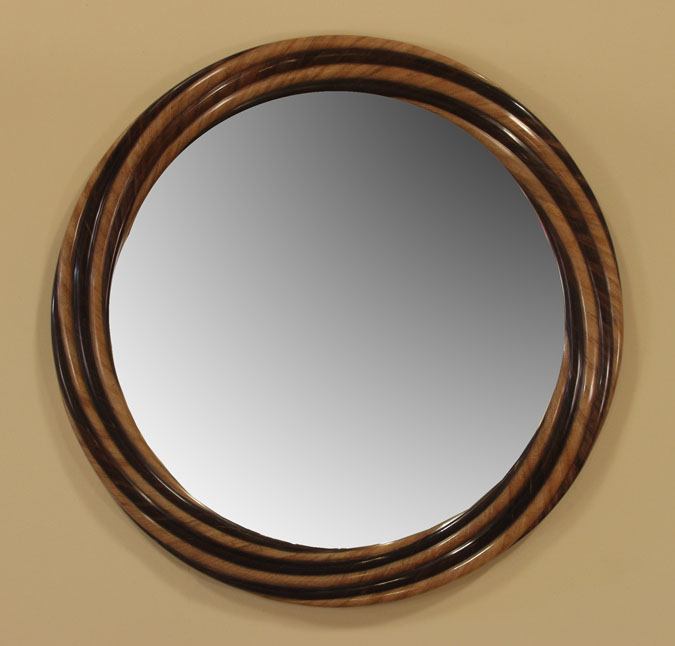 961-5610 - Eternity Mirror Frame, Dark Banana Bark with Honeycomb Cane Leaf Finish