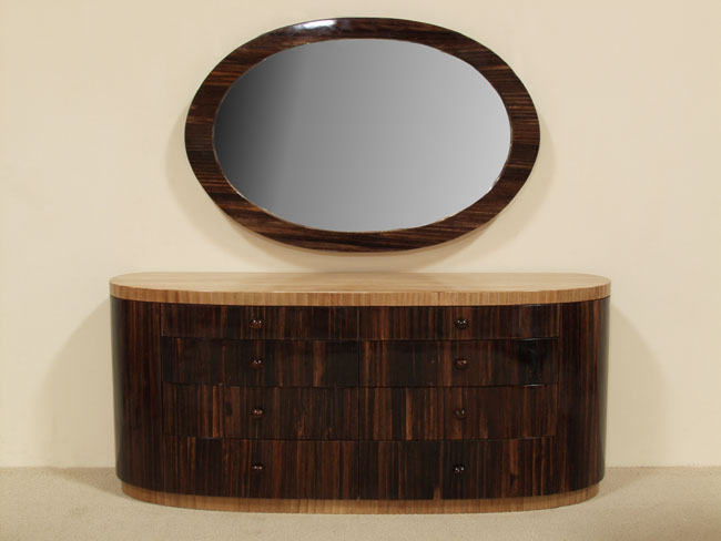 961-6633 - Classic Allure Mirror Frame, Dark Banana Bark with Honeycomb Cane Leaf
