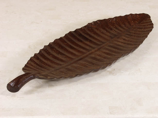 994-4215 - Banana Shaped Leaf Plate, Cracked Coco Shell Finish