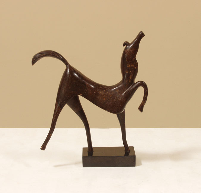 995-9535 - Prancing Horse Sculpture, Cracked Coco Shell with Black Stone Finish