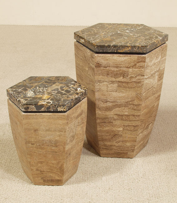 582-7624 - Bora Bora Octagon Side  Table Base, Woodstone/Snakeskin Stone/Black Stone