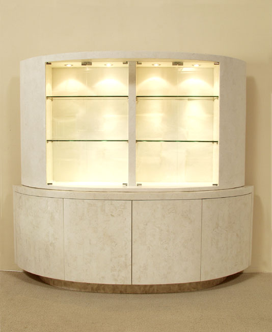 15-8402-CH - Italia Buffet (Sold with Italia China Hutch), White Ivory Stone with Beige Fossil Stone - 1 of 2 (Set of 2)