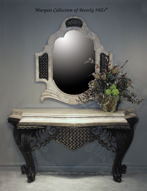 16-1784 - Erte Mirror Frame with Basket weave Design, Cantor Stone (Mirror Included)