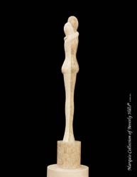 14-0534 - Lovers Sculpture, Beige Fossil Stone with White Ivory Stone
