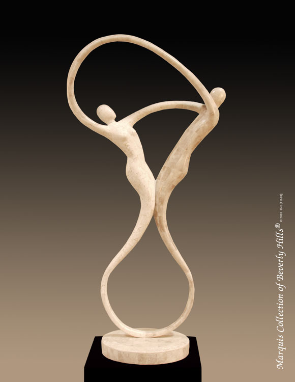 14-9565 - Swing Sculpture, Beige Fossil Stone with White Ivory Stone