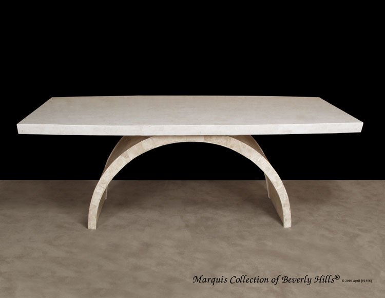 15-6801 - Circo Dining Table, White Ivory Stone with Beige Fossil Stone