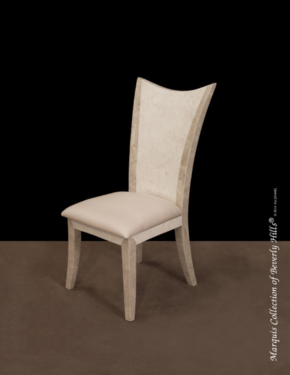 15-6807 - Circo Side Chair, White Ivory Stone with Beige Fossil Stone