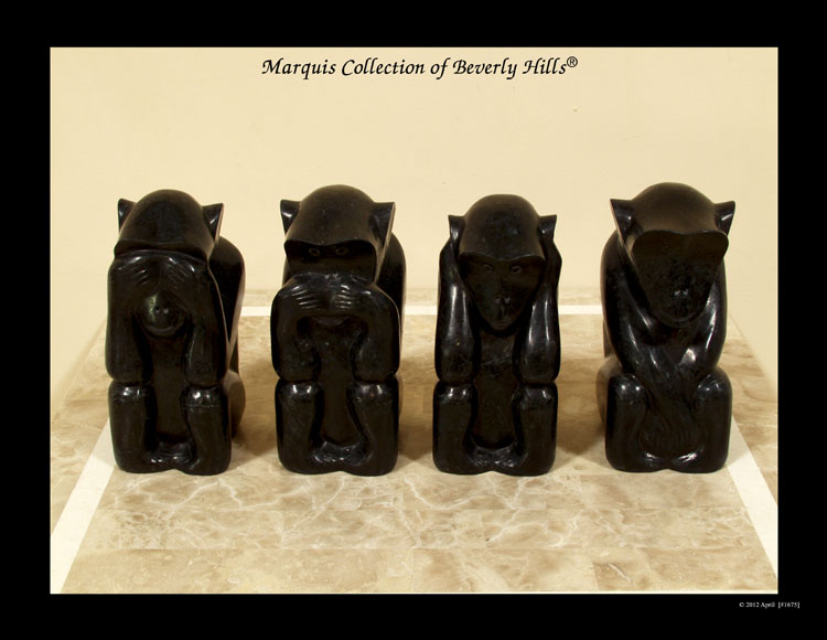 57-0540 - Monkey Business Sculptures, Black Stone (set of 4)