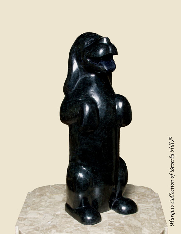 57-9516 - Begging/Standing Dog Sculpture, Black Stone