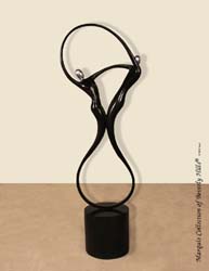 572-9566 - Swing Sculpture, Floor Model, Black Stone with Stainless Finish