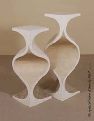 7-28-4-65-42 - 42 In. High 'Milan' Pedestal, White Agate Stone/White Ivory Stone/Beige Fossil Stone/Cantor Stone