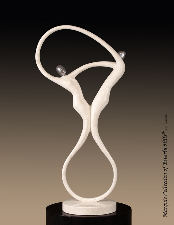 715-9565 - Swing Sculpture, White Ivory Stone with Stainless Finish