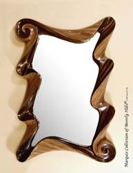 961-5601 - Wave Rectangular Mirror Frame, Dark Banana Bark/Honeycomb Cane Leaf