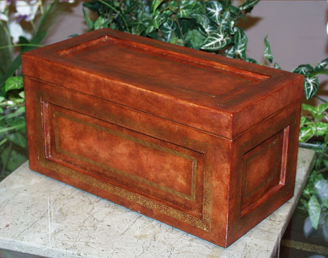 MBOX-0037B - Reddish Brown  Leather Rectangular Box