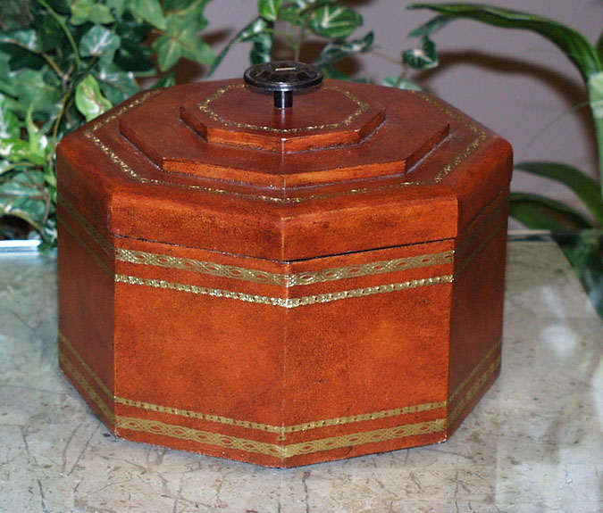 MBOX-0040 - Reddish Brown Octagon Leather Box
