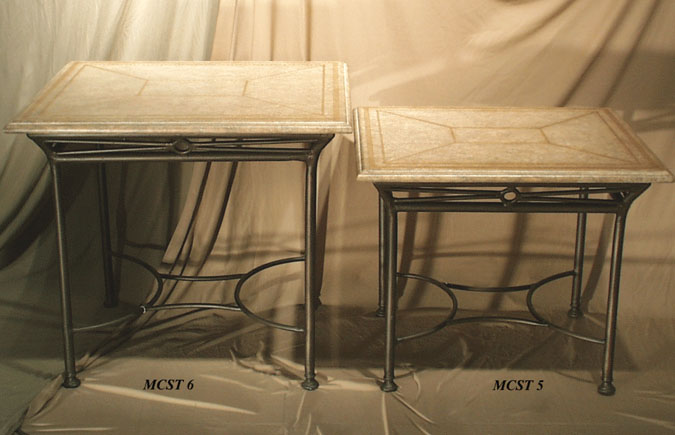 MCST-5 - 21 In. High Straight Leg Rect. Side Table, Light Beige Ant. Reproduction Finish